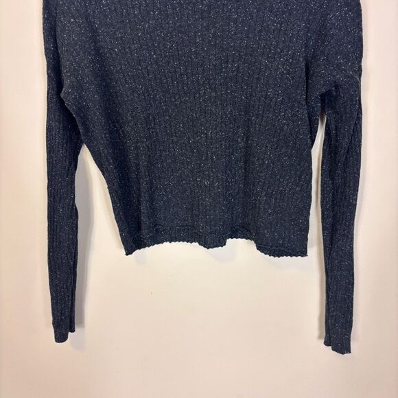 Madewell Grey with White Speckled Silk Blend Ribbed Sweater Medium - Picture 4 of 6